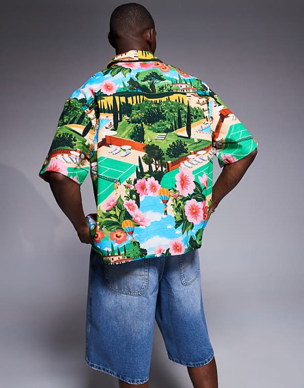 Asos ASOS DESIGN Boxy Oversized Shirt With Scenic Print