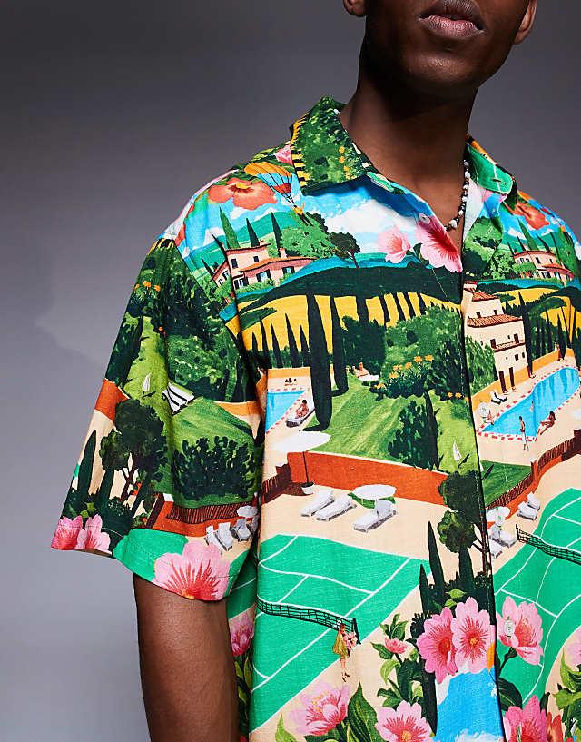 Asos ASOS DESIGN Boxy Oversized Shirt With Scenic Print