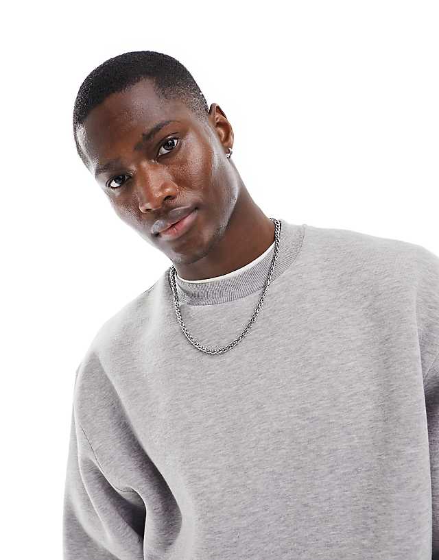 Asos ASOS DESIGN Boxy Oversized Sweatshirt In Grey Marl