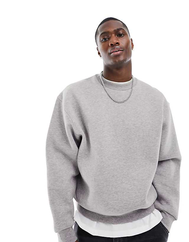 asos ASOS DESIGN boxy oversized sweatshirt in grey marl