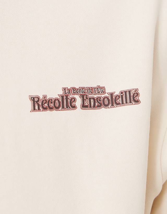 Asos ASOS DESIGN Boxy Oversized Sweatshirt With Chest And Back Print In Tofu