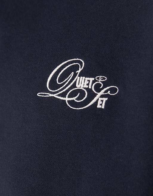 Asos ASOS DESIGN Boxy Oversized Sweatshirt With Chest Embroidery In Navy