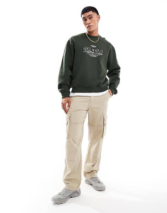 Asos ASOS DESIGN Boxy Oversized Sweatshirt With Sweatshirt In Green