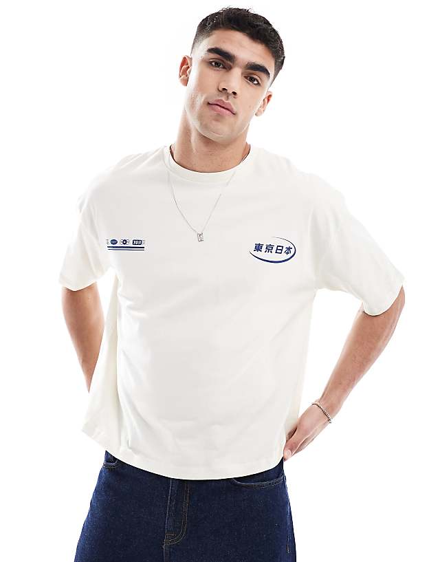 Asos ASOS DESIGN Boxy Oversized T-shirt With Back And Chest Print In Off White