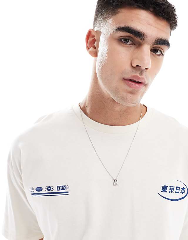 Asos ASOS DESIGN Boxy Oversized T-shirt With Back And Chest Print In Off White