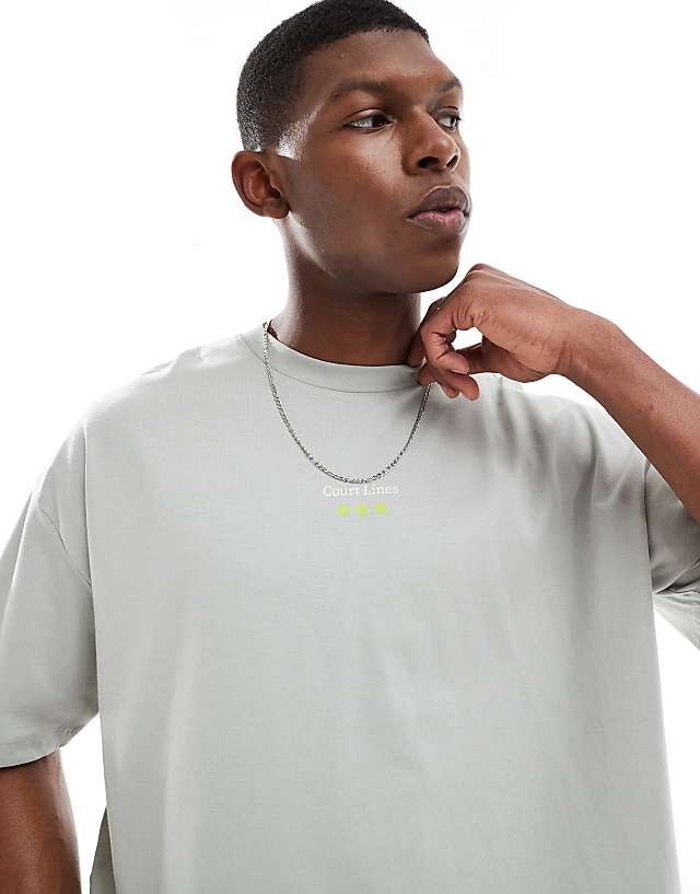 Asos ASOS DESIGN Boxy Oversized T-shirt With Back Graphic In Light Grey