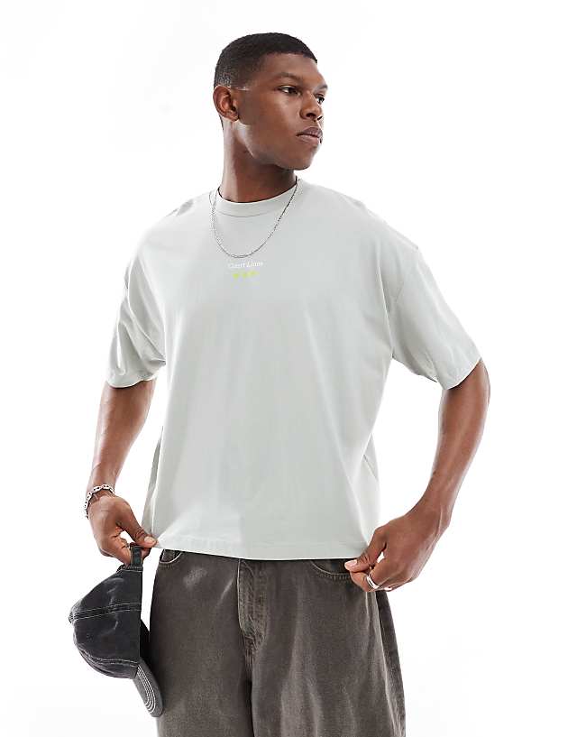 Asos ASOS DESIGN Boxy Oversized T-shirt With Back Graphic In Light Grey