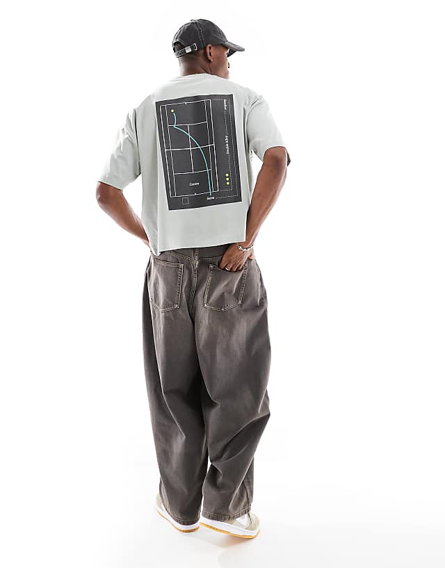 Asos ASOS DESIGN Boxy Oversized T-shirt With Back Graphic In Light Grey