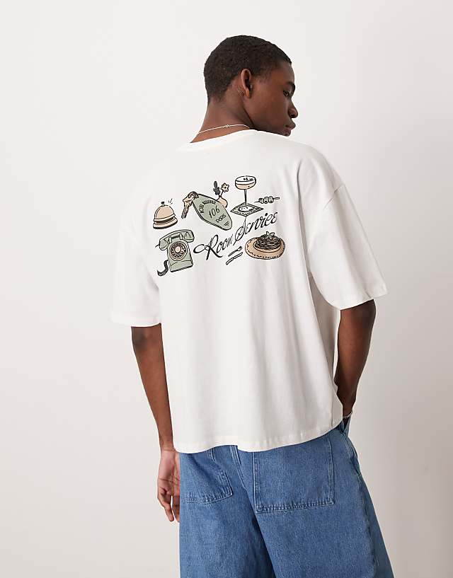 asos ASOS DESIGN boxy oversized t-shirt with back summer graphic in white