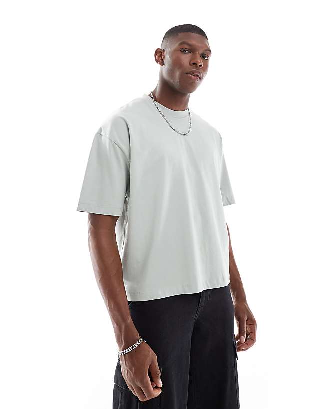 Asos ASOS DESIGN Boxy Oversized T-shirt With Car Graphic In Light Grey