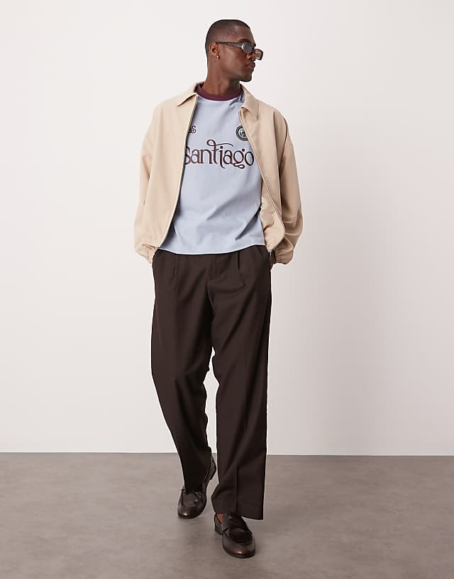 Asos ASOS DESIGN Boxy Oversized T-shirt With City Graphic In Light Blue