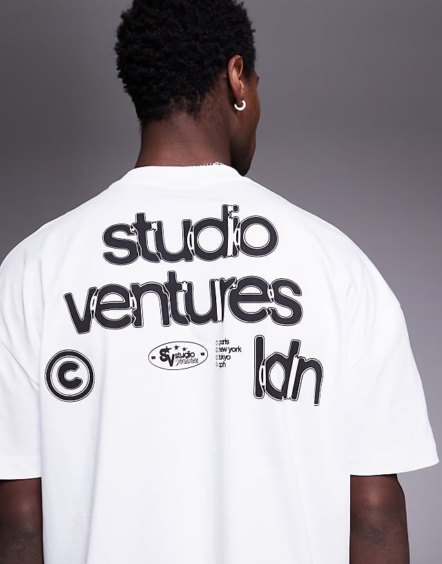 Asos ASOS DESIGN Boxy Oversized T-shirt With Dropped Shoulder And Text Graphic In White