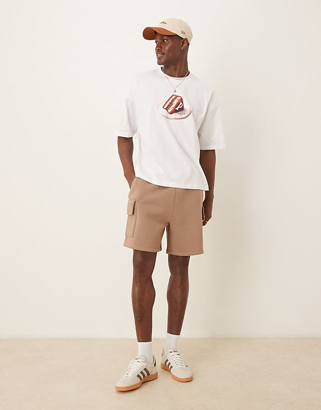Asos ASOS DESIGN Boxy Oversized T-shirt With Food Graphic In White