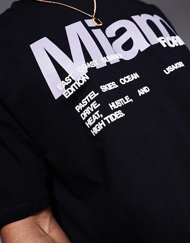 Asos ASOS DESIGN Boxy Oversized T-shirt With Front City Print In Black