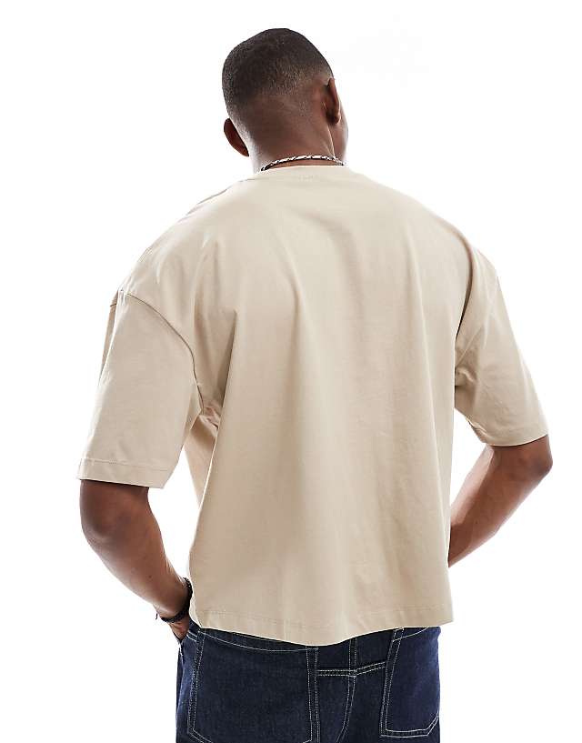 Asos ASOS DESIGN Boxy Oversized T-shirt With Front City Print In Beige