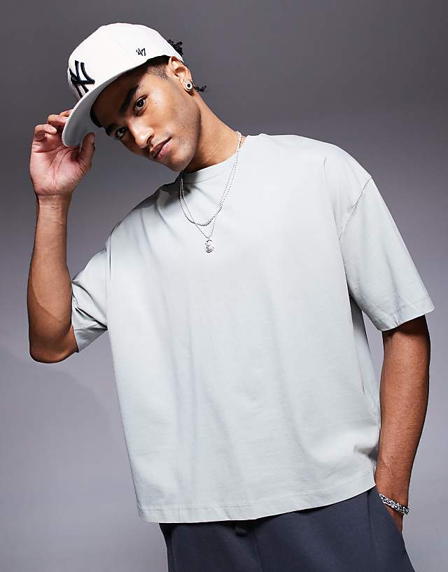 Asos ASOS DESIGN Boxy Oversized T-shirt With Front Print In Grey