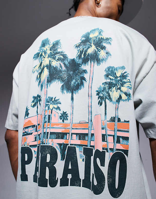 Asos ASOS DESIGN Boxy Oversized T-shirt With Front Print In Grey