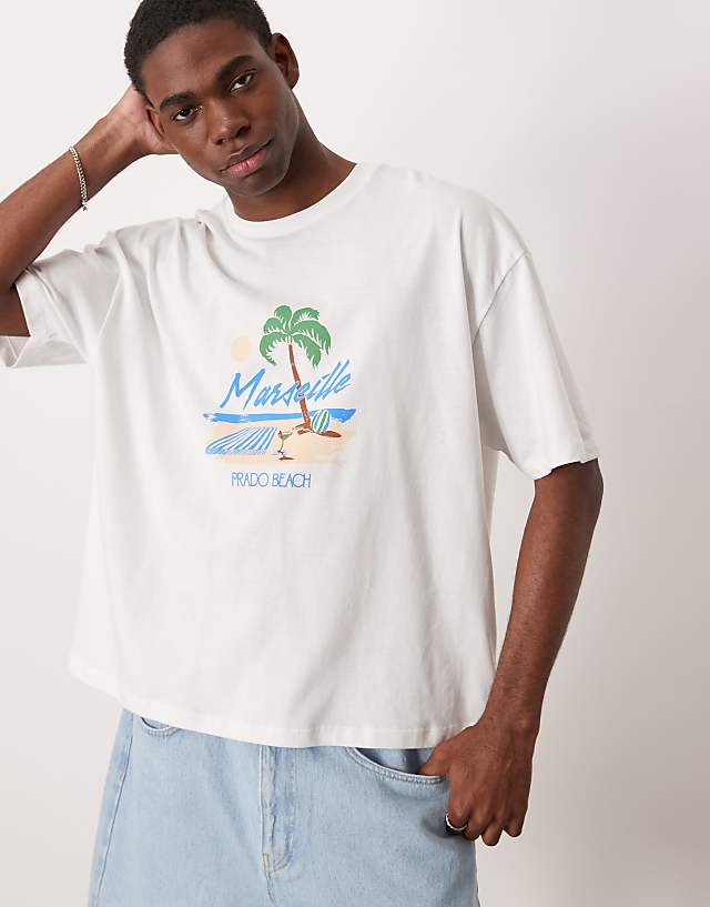 Asos ASOS DESIGN Boxy Oversized T-shirt With High Summer Graphic In White