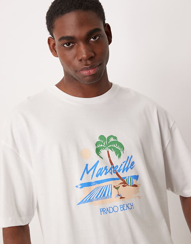 asos ASOS DESIGN boxy oversized t-shirt with high summer graphic in white