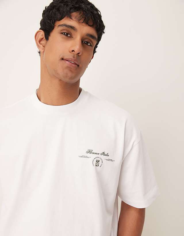 Asos ASOS DESIGN Boxy Oversized T-shirt With Leaf Print In White
