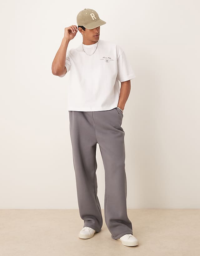 Asos ASOS DESIGN Boxy Oversized T-shirt With Leaf Print In White