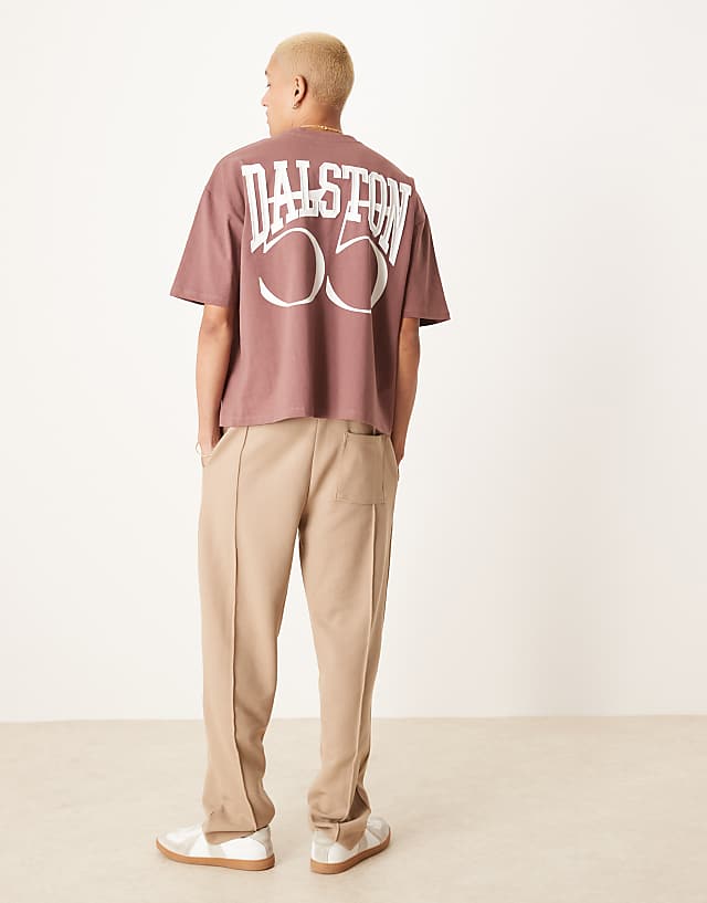 Asos ASOS DESIGN Boxy Oversized T-shirt With Number Print In Burgundy