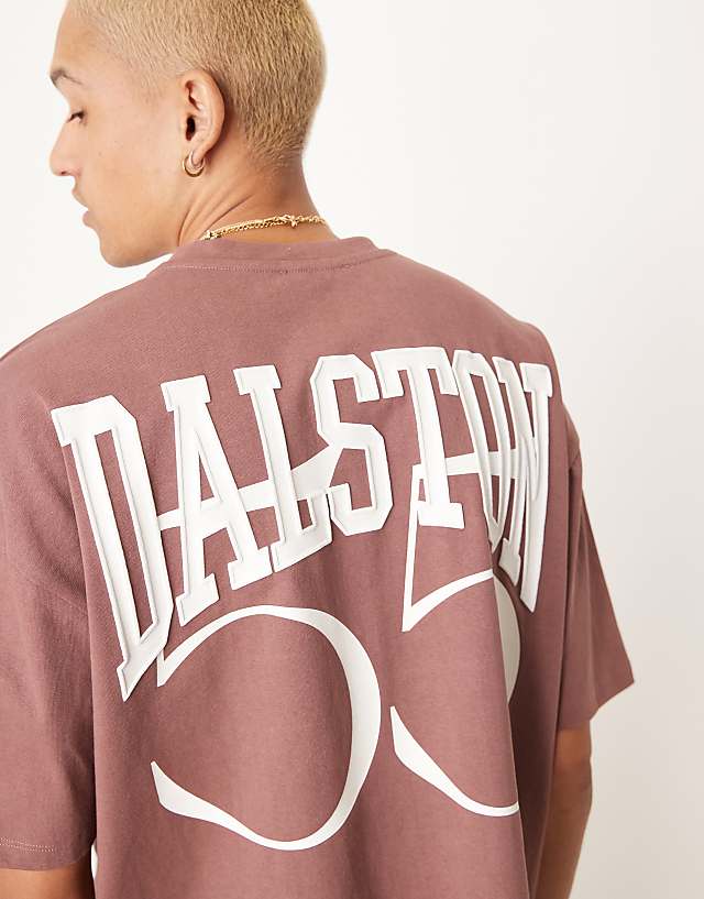 Asos ASOS DESIGN Boxy Oversized T-shirt With Number Print In Burgundy