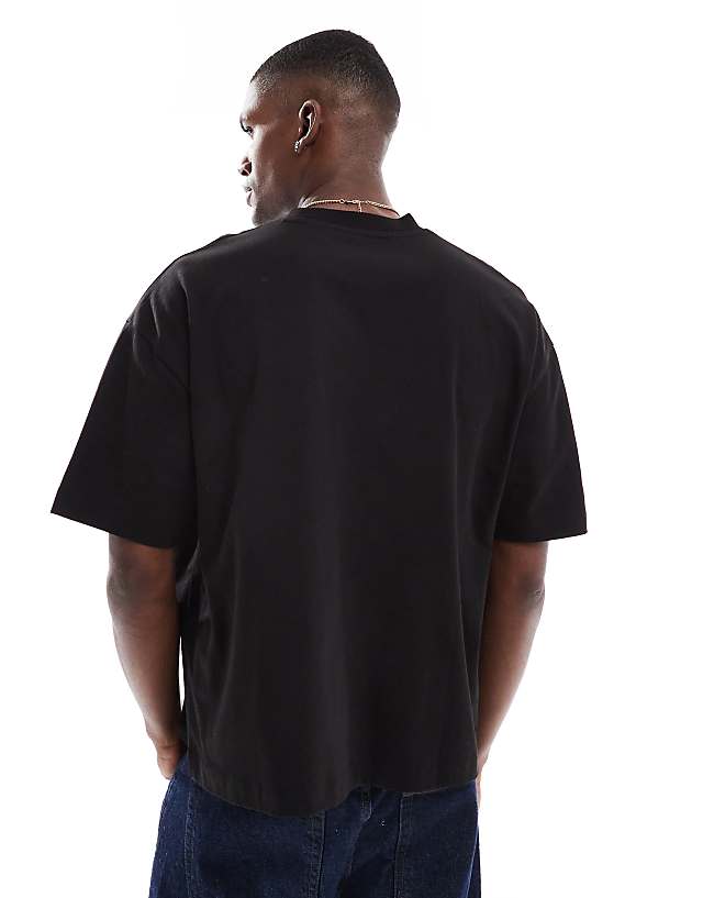 Asos ASOS DESIGN Boxy Oversized T-shirt With Portugal Sports Graphic In Black