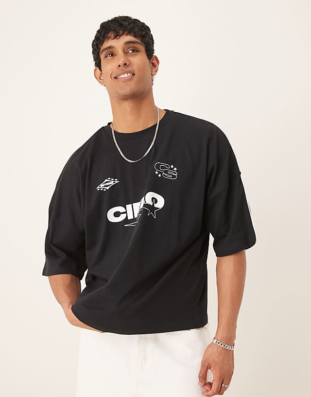 Asos ASOS DESIGN Boxy Oversized T-shirt With Print In Black