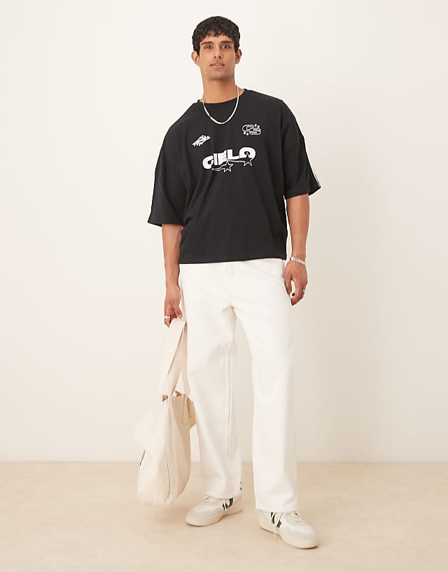 Asos ASOS DESIGN Boxy Oversized T-shirt With Print In Black