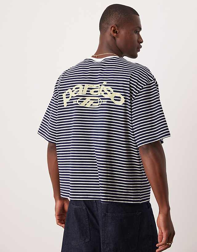 Asos ASOS DESIGN Boxy Oversized T-shirt With Print In Black And White Stripe