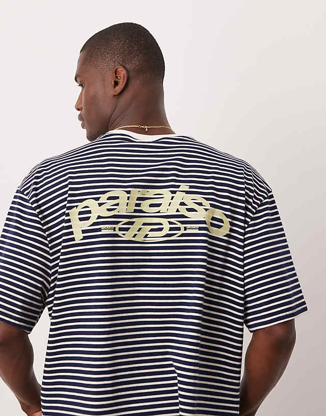 asos ASOS DESIGN boxy oversized t-shirt with print in black and white stripe