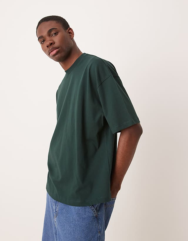 Asos ASOS DESIGN Boxy Oversized T-shirt With Souvenir Graphic In Dark Green