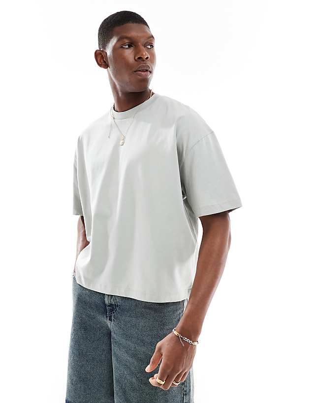 Asos ASOS DESIGN Boxy Oversized T-shirt With Souvenir Graphic In Light Grey