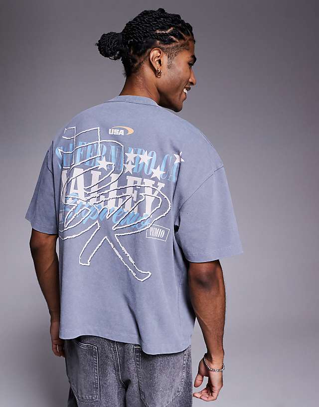Asos ASOS DESIGN Boxy Oversized T-shirt With Street Graphic In Grey