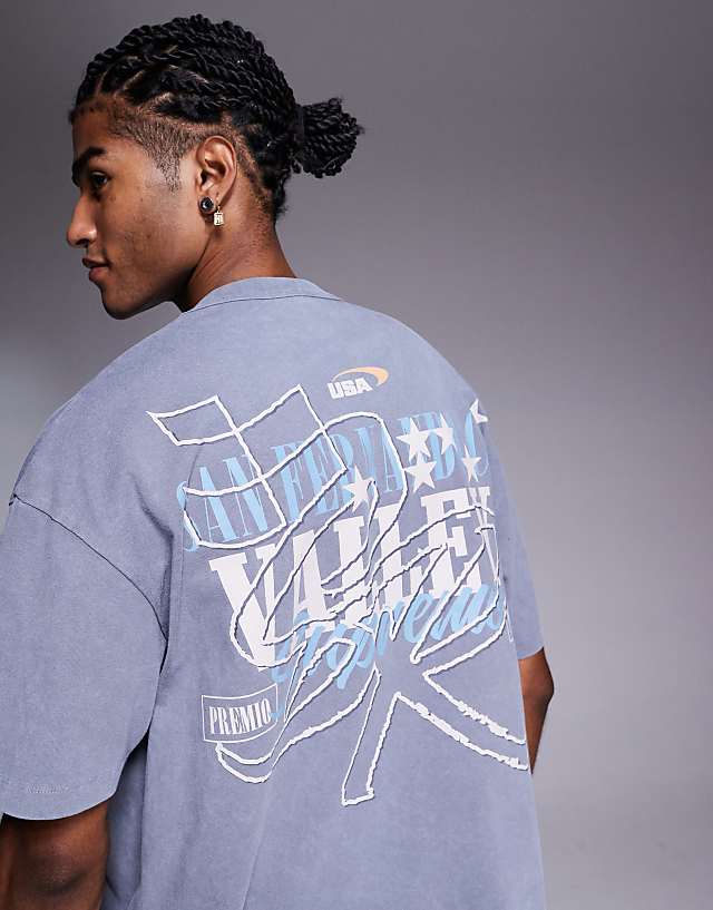 asos ASOS DESIGN boxy oversized t-shirt with street graphic in grey