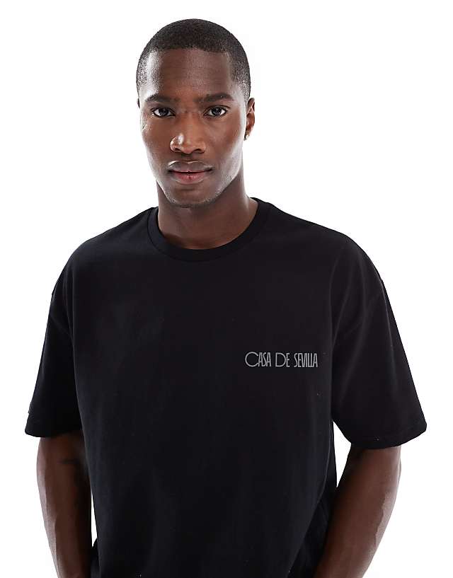 Asos ASOS DESIGN Boxy Oversized T-shirt With Summer Graphic In Black