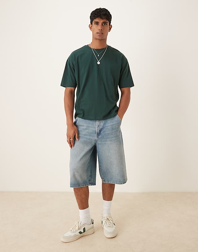 Asos ASOS DESIGN Boxy Oversized T-shirt With Summer Graphic In Dark Green