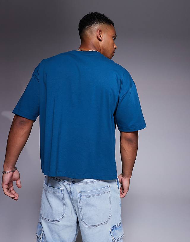 Asos ASOS DESIGN Boxy Oversized T-shirt With Text Graphic In Blue