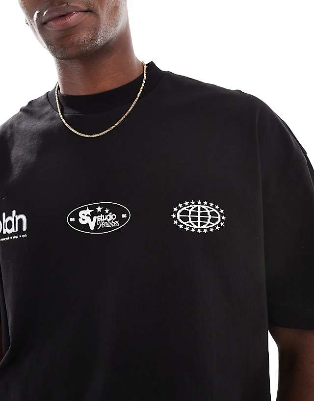 Asos ASOS DESIGN Boxy Oversized T-shirt With Text Graphic In Black