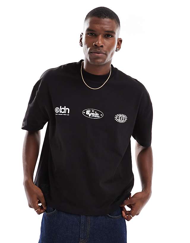 Asos ASOS DESIGN Boxy Oversized T-shirt With Text Graphic In Black