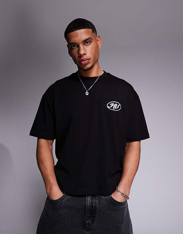 Asos ASOS DESIGN Boxy Oversized T-shirt With Text Graphic In Black