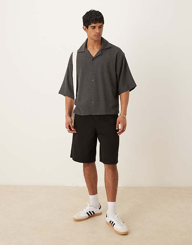 Asos ASOS DESIGN Boxy Oversized Textures Shirt In Khaki