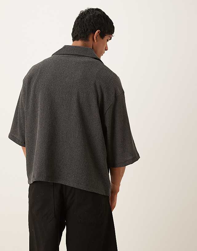 Asos ASOS DESIGN Boxy Oversized Textures Shirt In Khaki
