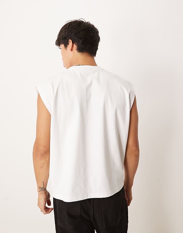 Asos ASOS DESIGN Boxy Oversized Vest With Print In White