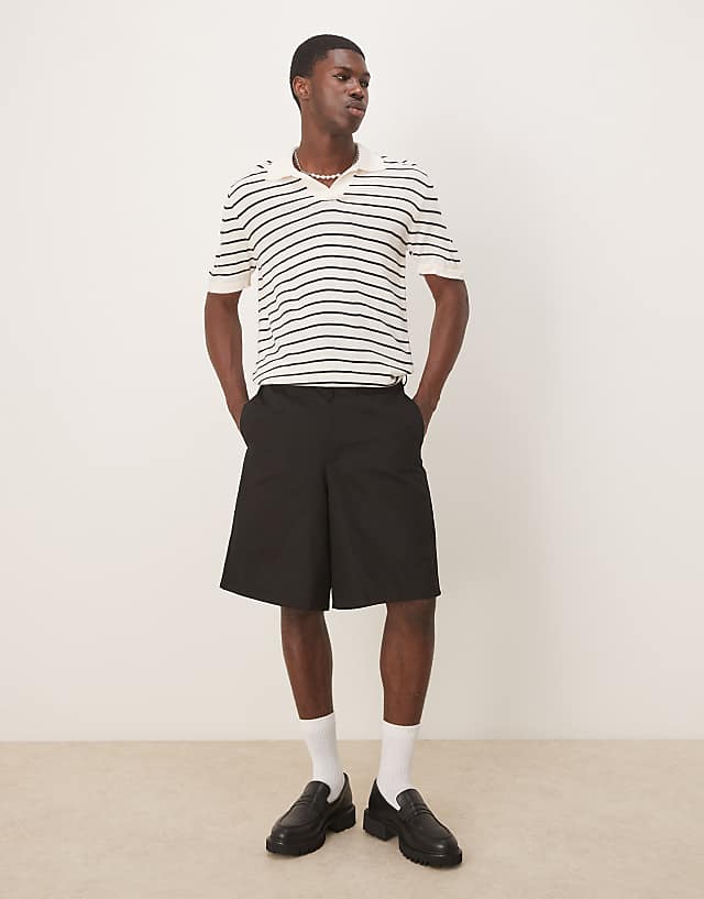 Asos ASOS DESIGN Boxy Relaxed Striped Polo In White