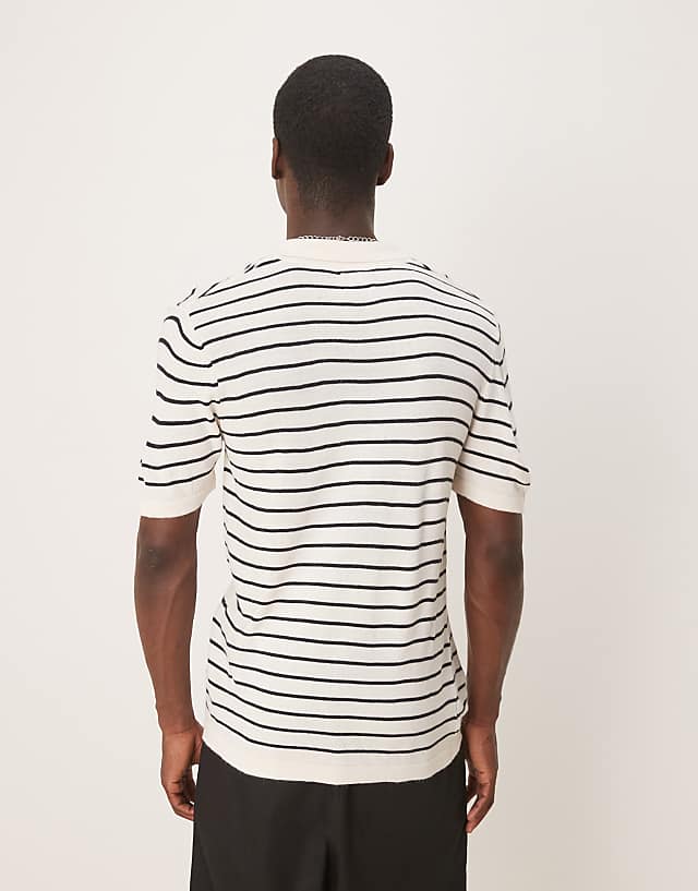 Asos ASOS DESIGN Boxy Relaxed Striped Polo In White