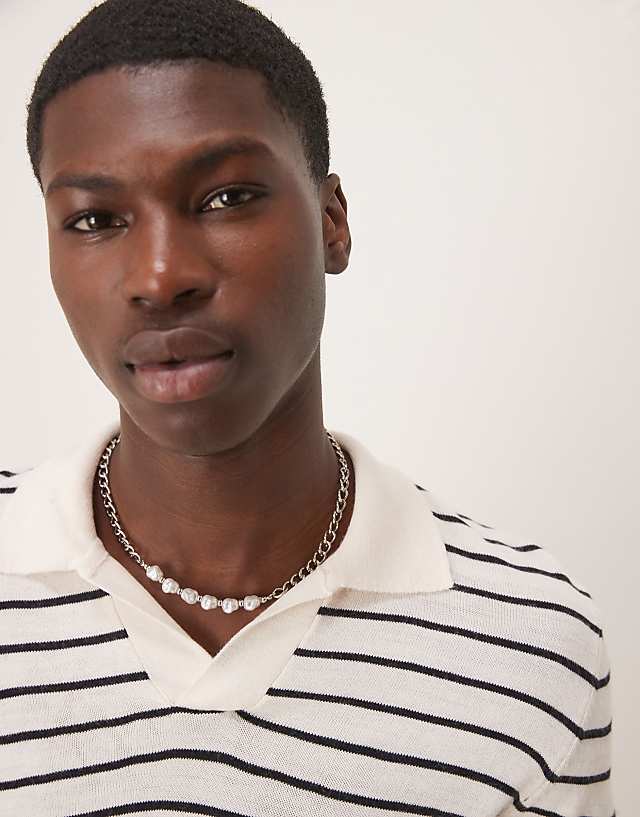 asos ASOS DESIGN boxy relaxed striped polo in white