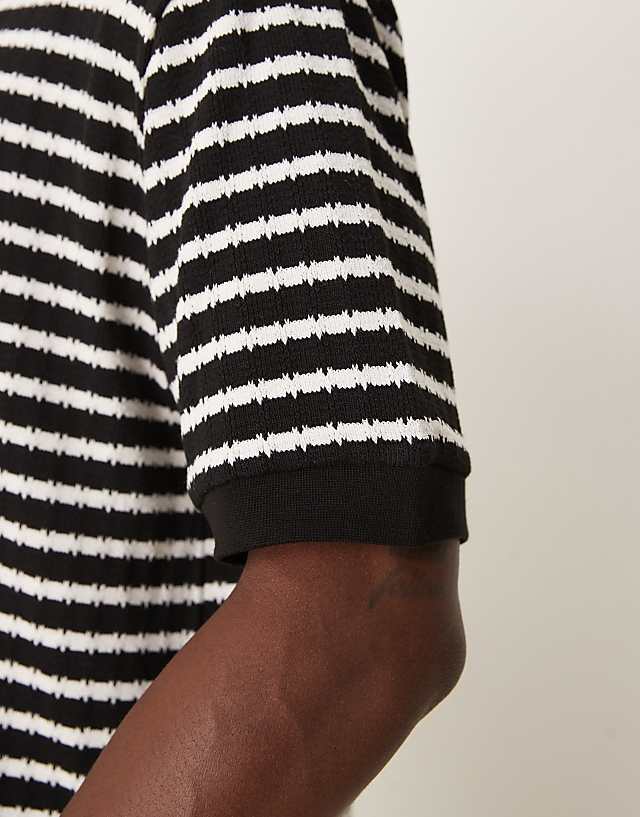Asos ASOS DESIGN Boxy Relaxed T-shirt In Black And White Textured Stripe