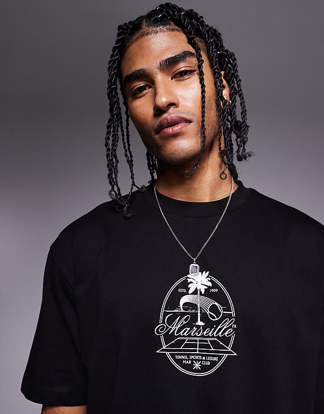 Asos ASOS DESIGN Boxy Relaxed T-shirt With Chest Graphic In Black